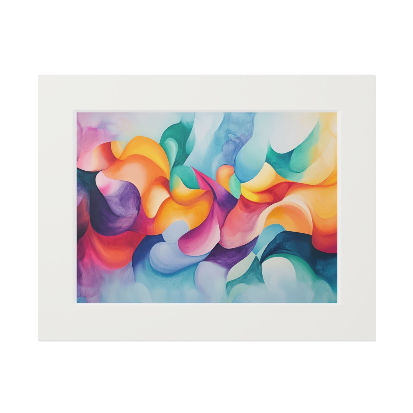 Vibrant Abstract Art Prints (Passepartout Frame), Modern Aesthetic