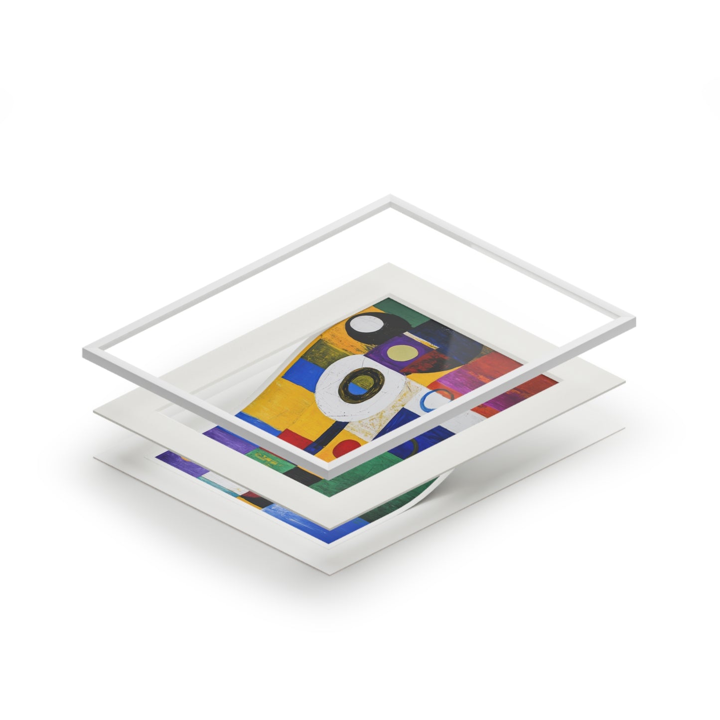 Colorful Modern Art Print with Frame, Gallery Wall Design