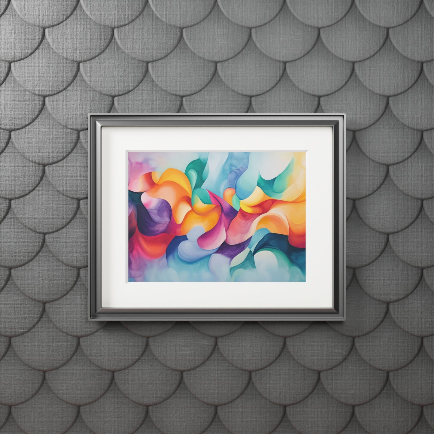 Vibrant Abstract Art Prints (Passepartout Frame), Modern Aesthetic