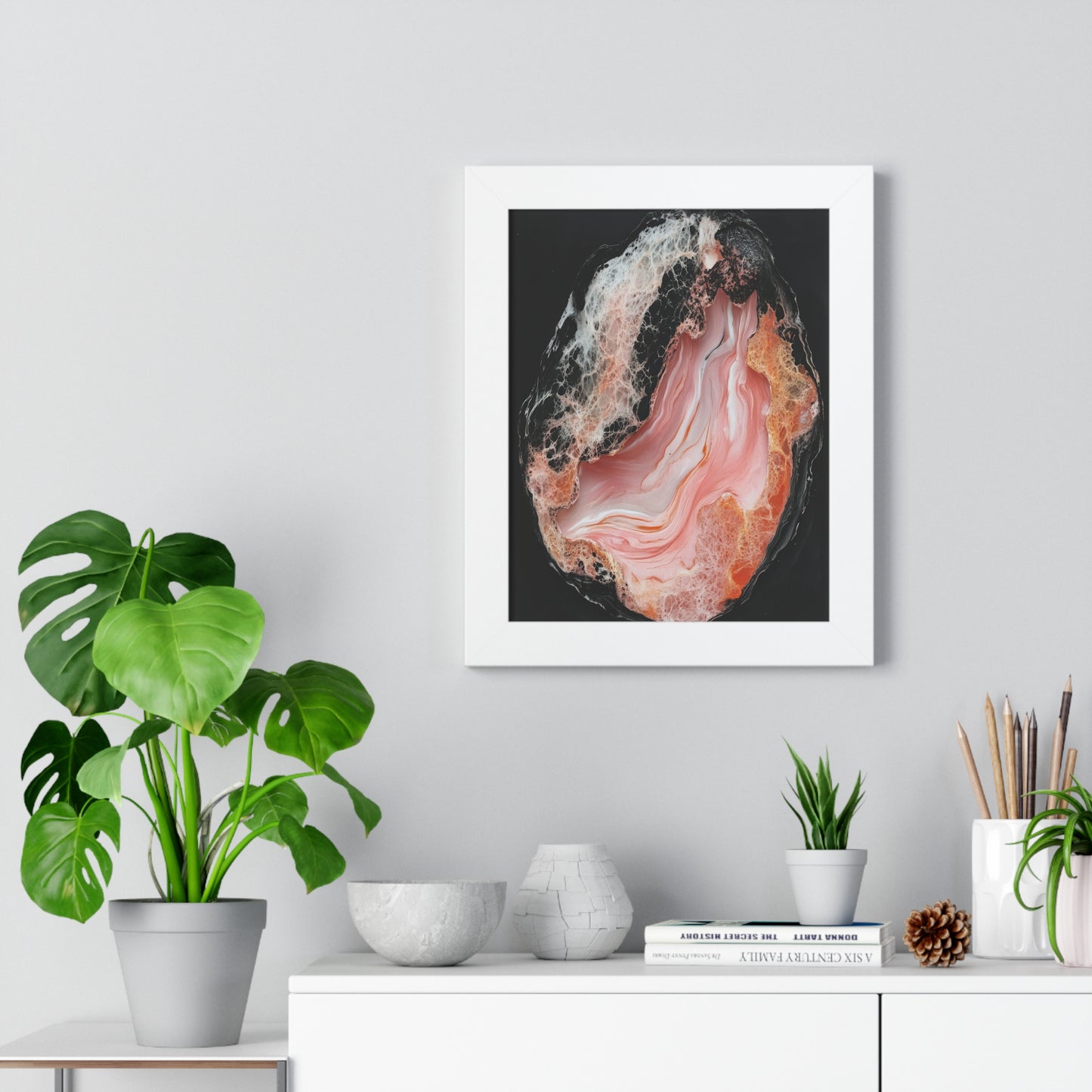 Elegant Framed Vertical Poster - Blush Abstract Art