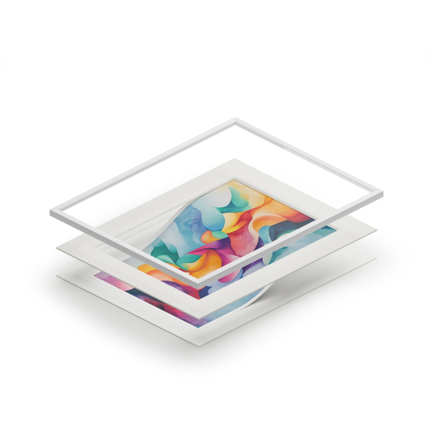 Vibrant Abstract Art Prints (Passepartout Frame), Modern Aesthetic