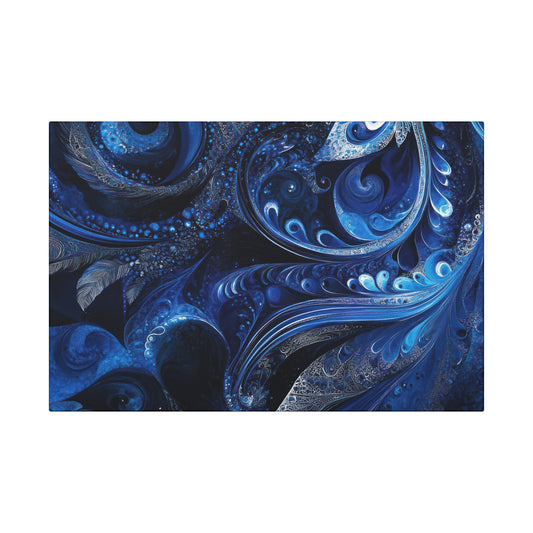 Blue Swirl Canvas Art Wraps, Abstract Wall Decor,
