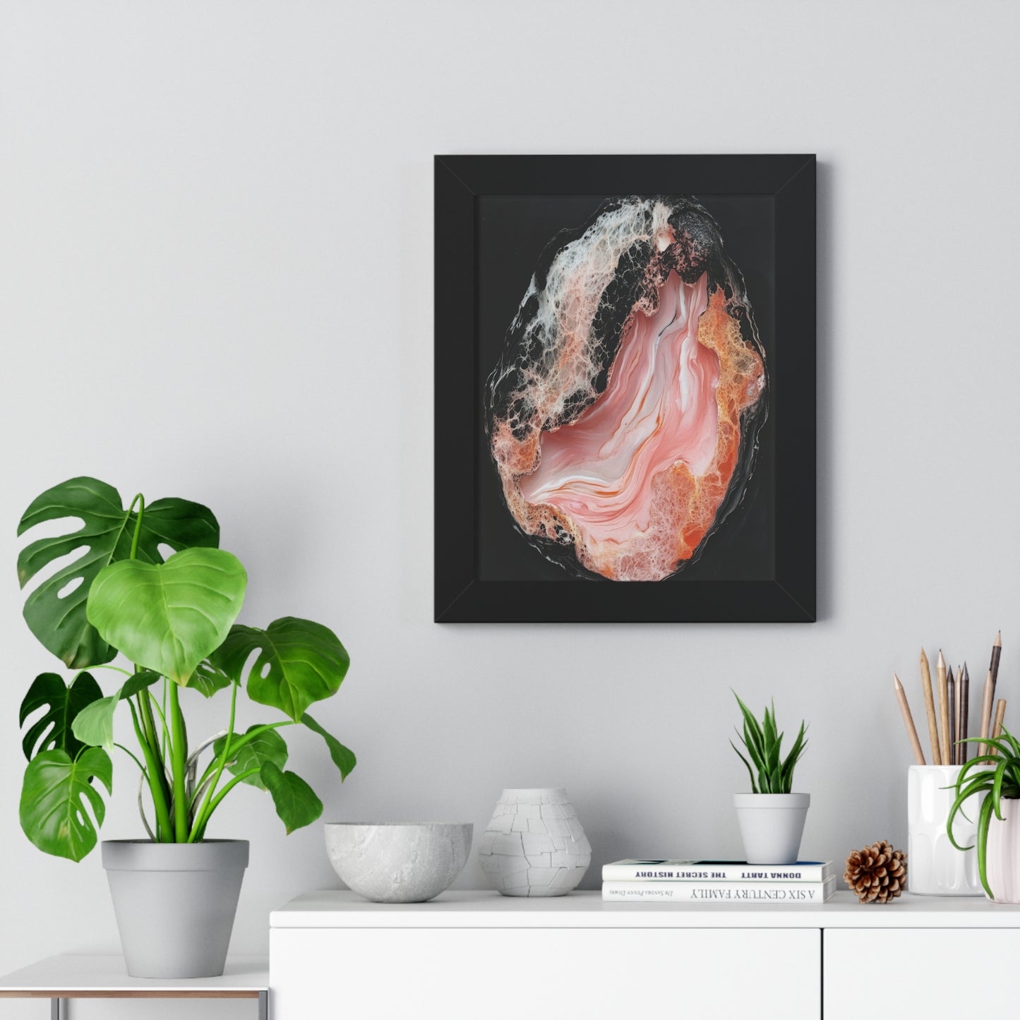Elegant Framed Vertical Poster - Blush Abstract Art